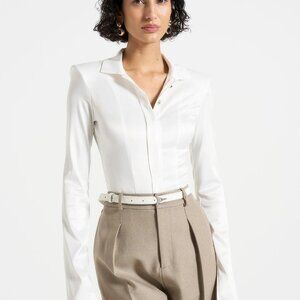 Maniere De Voir Collared Bodysuit White Size 6